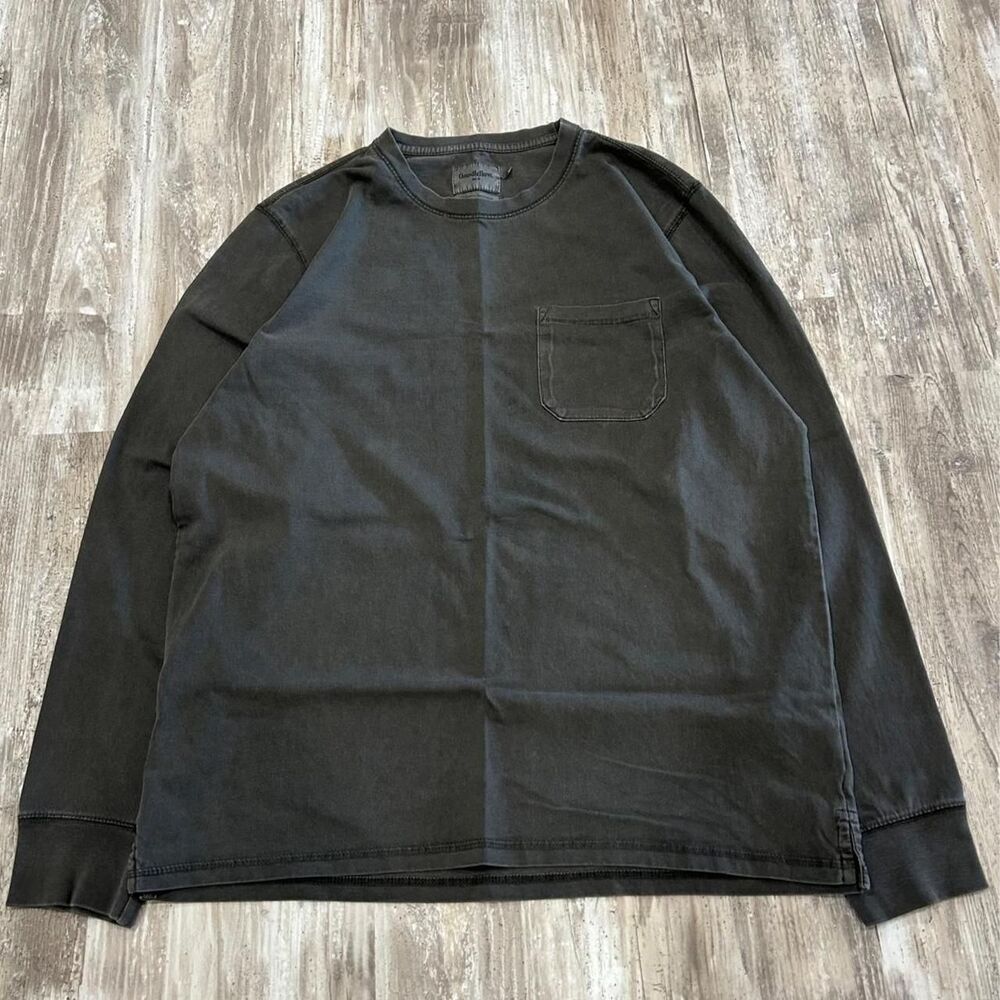 Goodfellow & Co. Men's faded washed charcoal vintage long sleeve pocket shirt